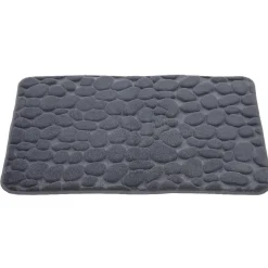Tapis de salle de bain à mémoire de forme effet galet gris