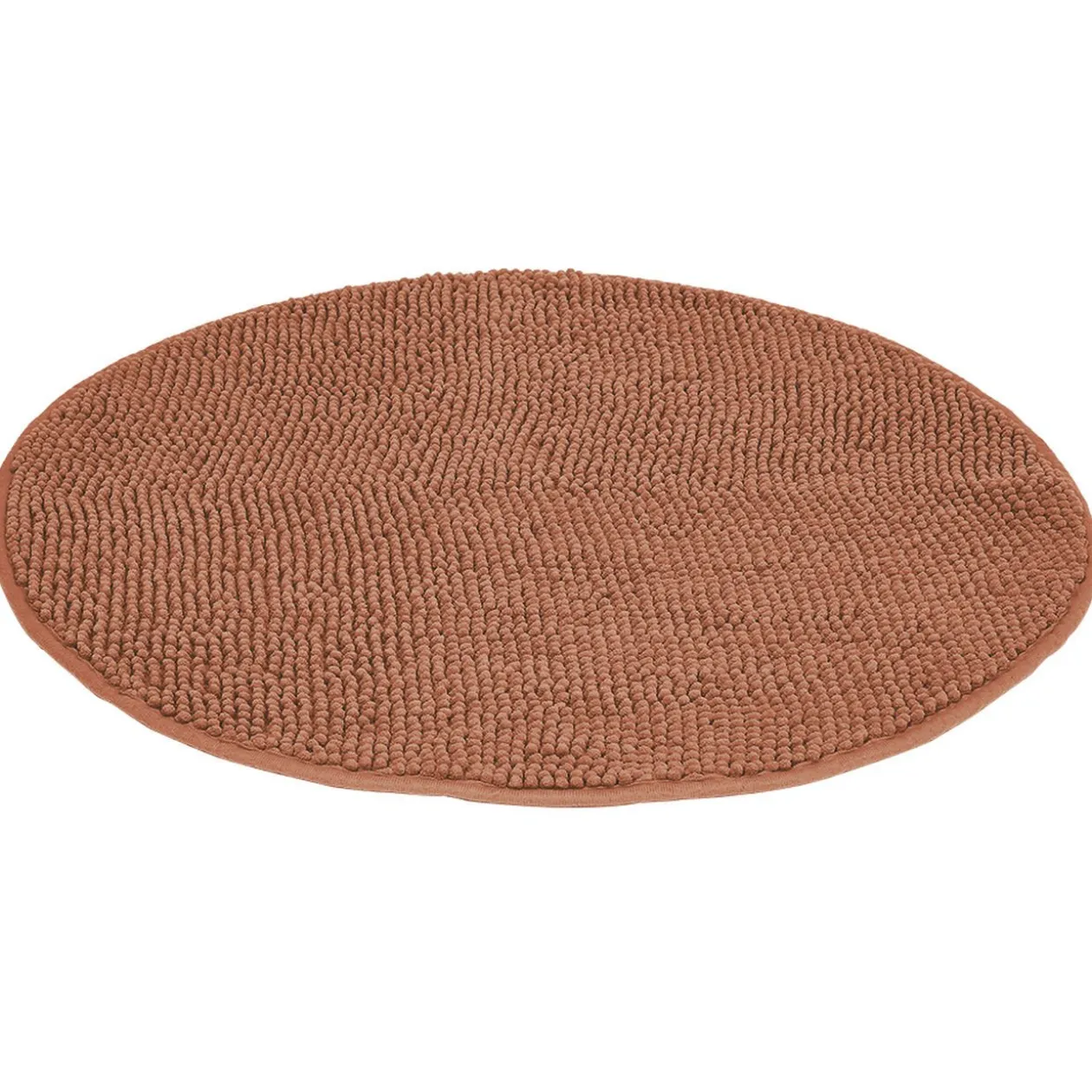 Tapis de salle de bain chenille rond marron Ø70 cm