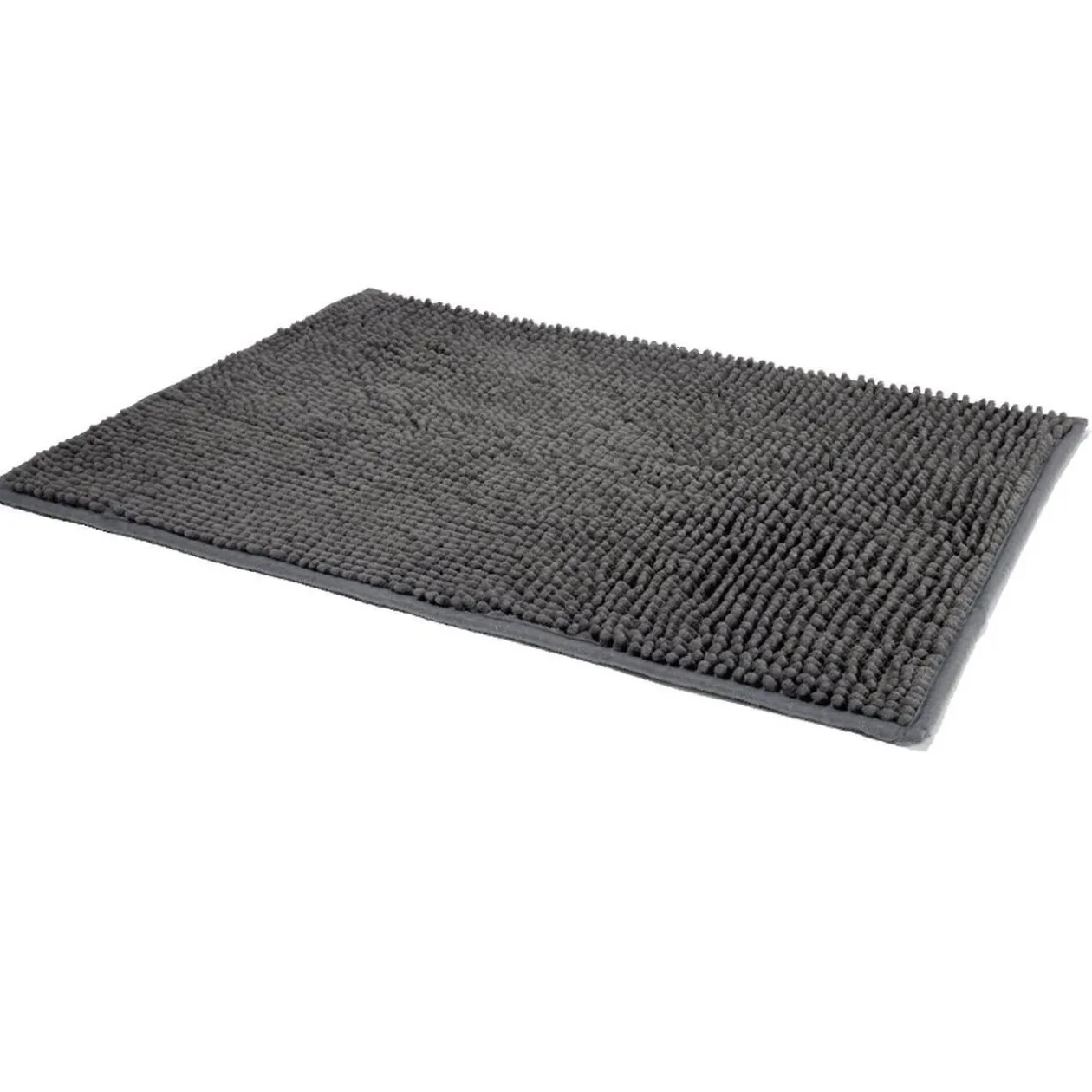 Tapis de salle de bain chenille gris 65x45 cm