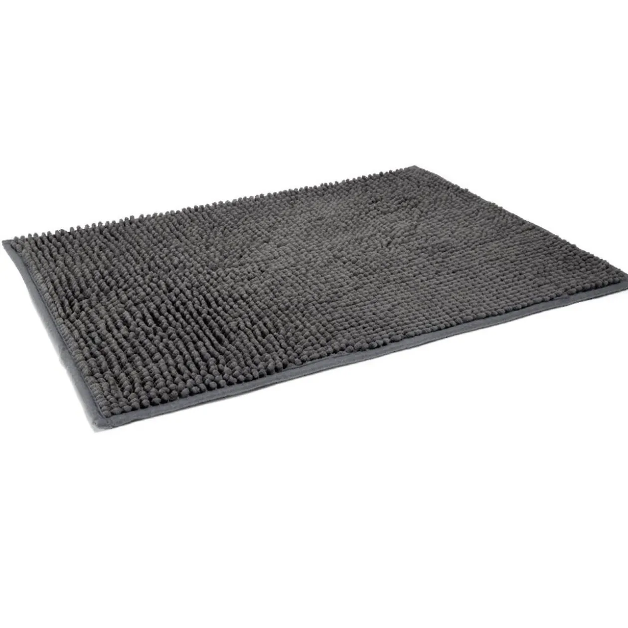 Tapis de salle de bain chenille gris 65x45 cm