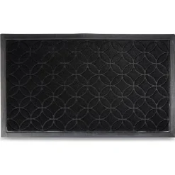 Tapis d'entrée extérieur antidérapant 75x45cm polyester et caoutchouc noir