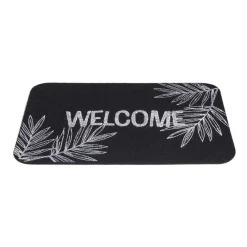 Tapis d'entrée extérieur 40x60cm Welcome feuillage noir et blanc