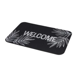 Tapis d'entrée extérieur 40x60cm Welcome feuillage noir et blanc