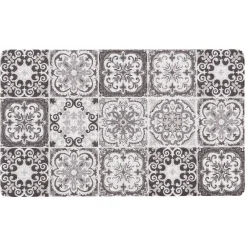 Tapis d'entrée rectangulaire motif carreau de ciment gris