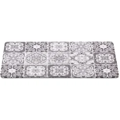 Tapis d'entrée rectangulaire motif carreau de ciment gris