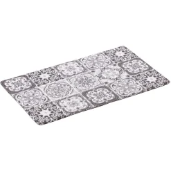 Tapis d'entrée rectangulaire motif carreau de ciment gris