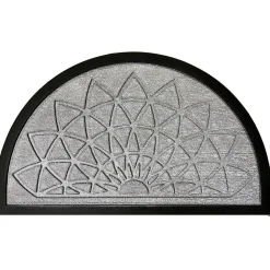 Tapis d'extérieur demi lune motif rosace relief 45x75cm