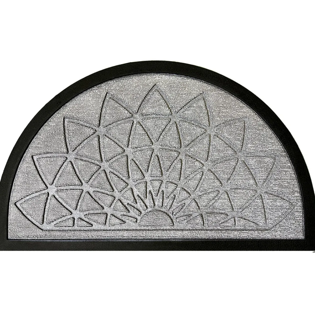 Tapis d'extérieur demi lune motif rosace relief 45x75cm