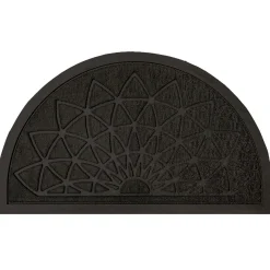 Tapis d'extérieur demi lune motif rosace relief 45x75cm