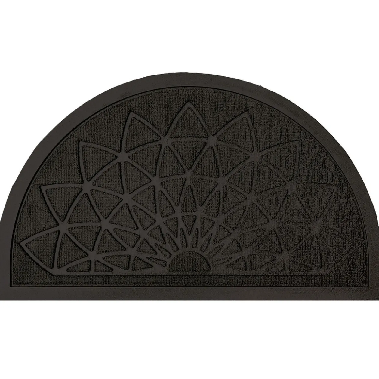 Tapis d'extérieur demi lune motif rosace relief 45x75cm