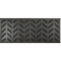 Tapis d'extérieur en caoutchouc avec picots motif chevron noir