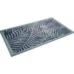 Tapis d'extérieur imprimé feuillage vert et bleu 75x45 cm