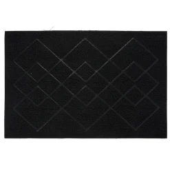 Tapis d'extérieur noir design losanges 60x40 cm