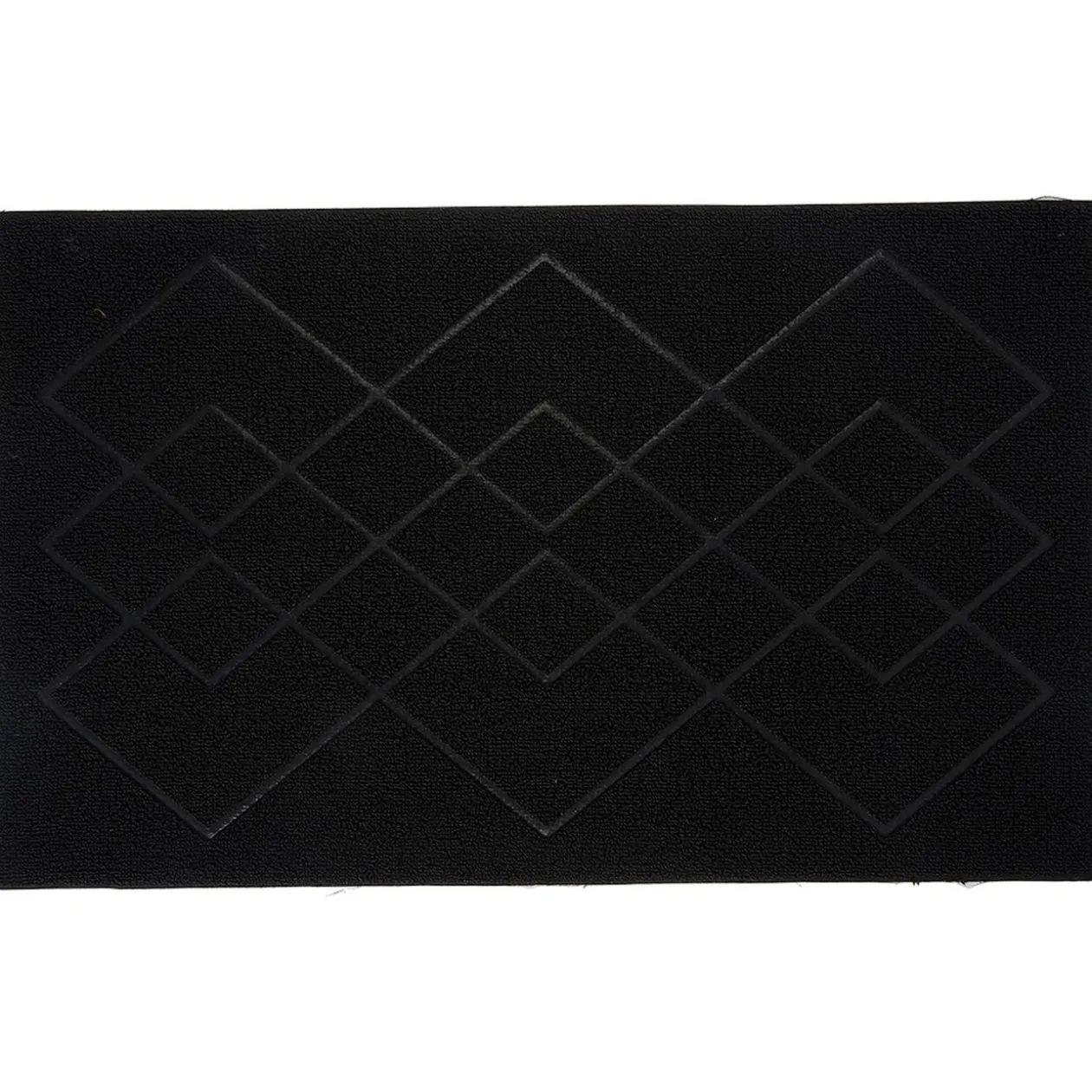 Tapis d'extérieur noir design losanges 75x45 cm