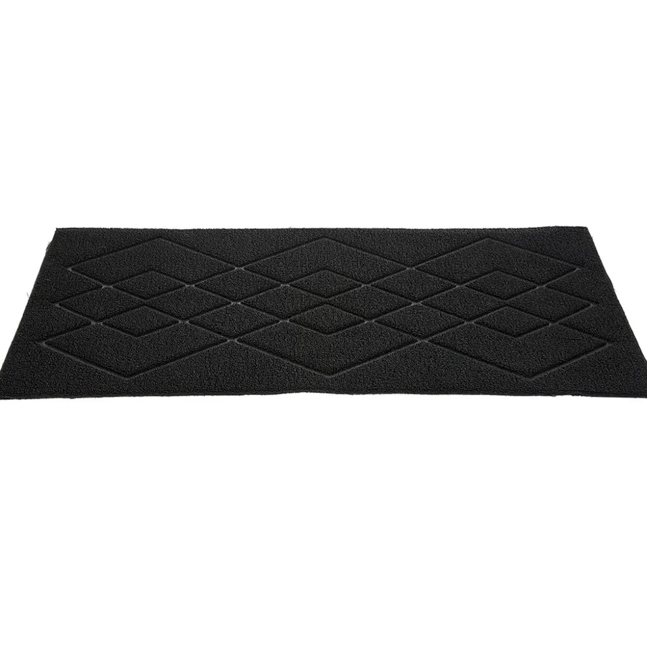 Tapis d'extérieur noir design losanges 75x45 cm