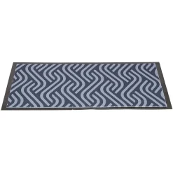 Tapis entrée anti poussière rectangulaire motif vague bleu contour noir