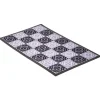 Tapis entrée anti poussière rectangulaire motif carreau de ciment noir blanc