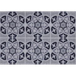 Tapis extérieur antidérapant grattant carreau ciment bleu gris 75x45cm