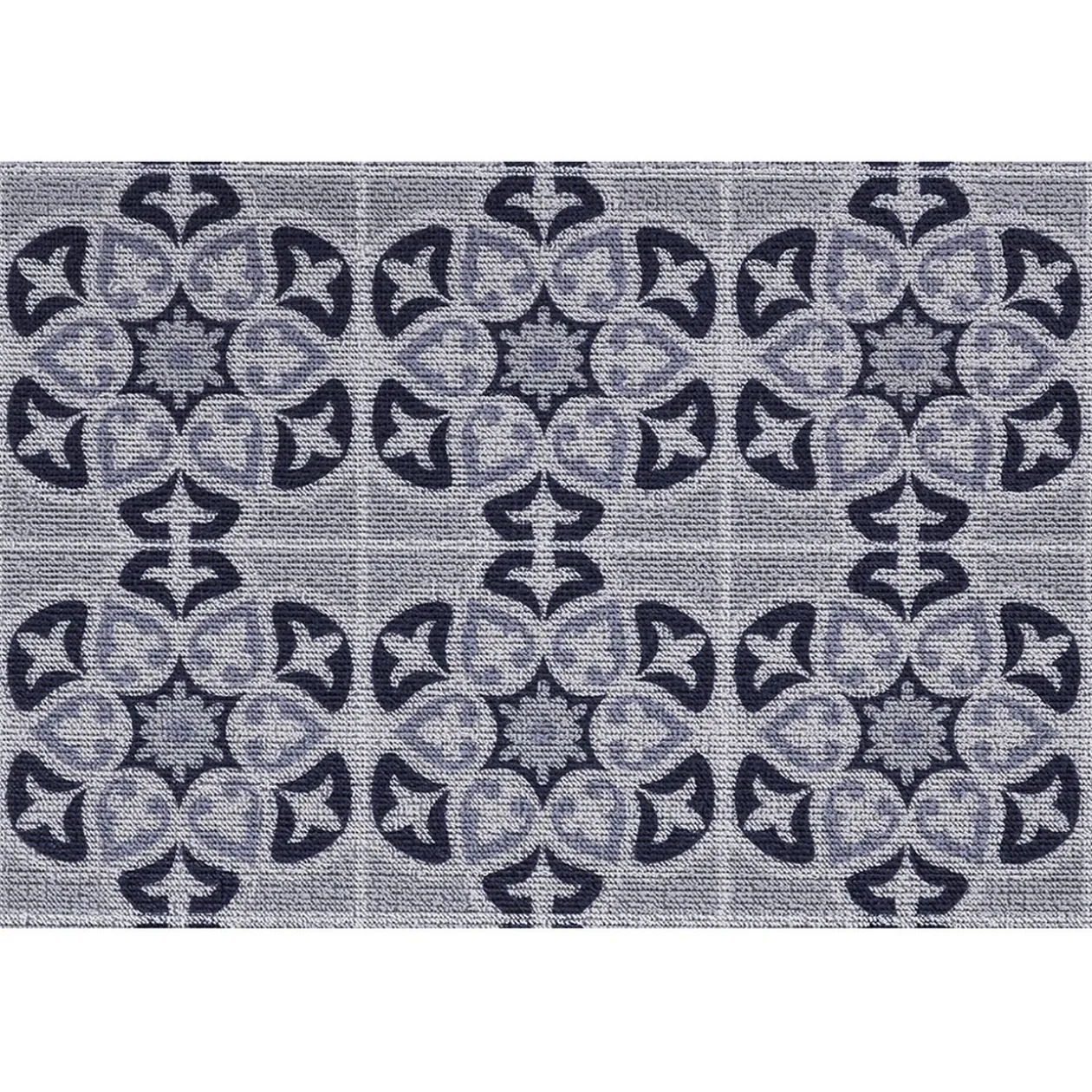 Tapis extérieur antidérapant grattant carreau ciment bleu gris 75x45cm