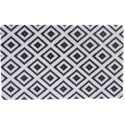 Tapis extérieur design géométrique noir et blanc 75x45 cm