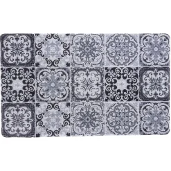Tapis extérieur design mosaïque gris et blanc 75x45 cm