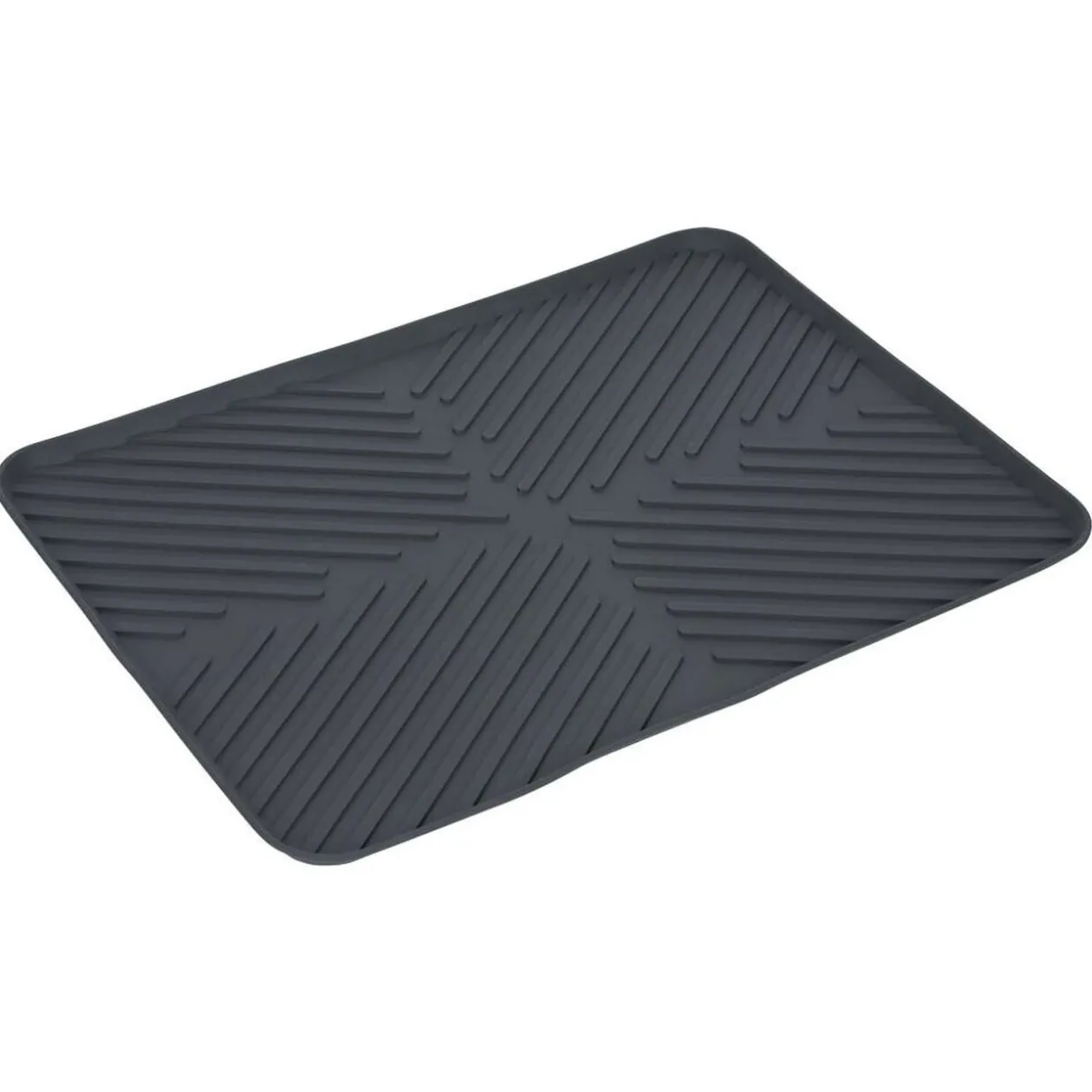 Tapis égouttoir en plastique rainuré gris - L.40xl.30cm