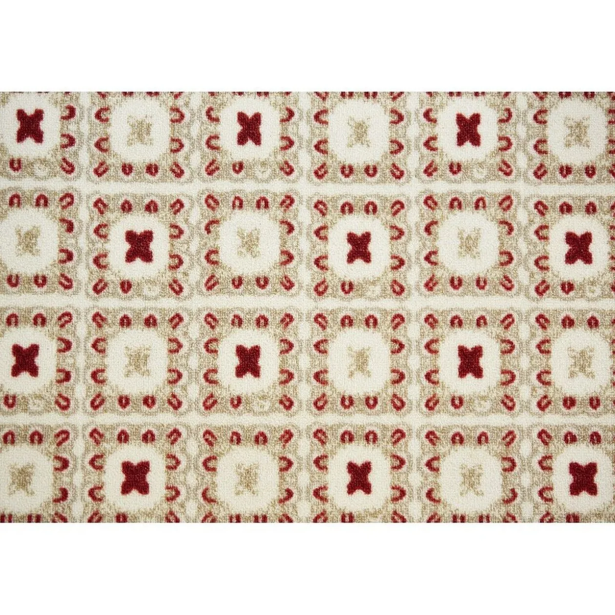 Tapis imprimé carreaux de ciment rouge et blanc