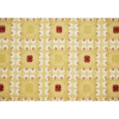 Tapis imprimé carreaux jaune pois rouge