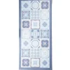 Tapis mémoire de forme motif carreau de ciment bleu