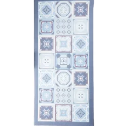 Tapis mémoire de forme motif carreau de ciment bleu