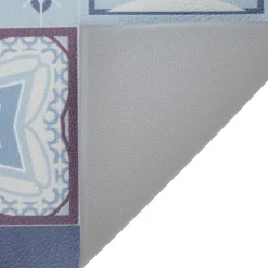 Tapis mémoire de forme motif carreau de ciment bleu