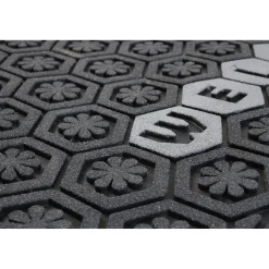 Tapis paillasson caoutchouc grattant design Welcome gris