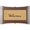 Tapis paillasson coco Welcome bordé de lamelles