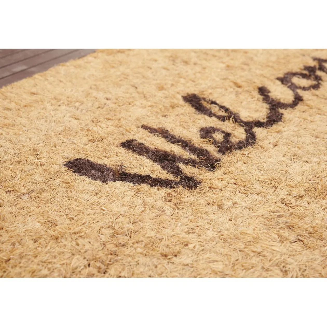 Tapis paillasson coco Welcome bordé de lamelles