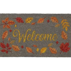 Tapis paillasson coco Welcome motif feuilles automne