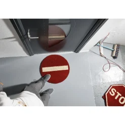 Tapis paillasson rond panneau sens interdit