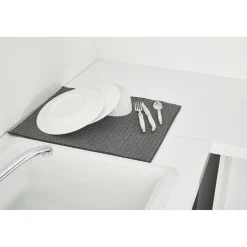 Tapis éponge microfibre gris pour évier