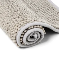 Tapis pour salle de bain chenille uni gris 45x65cm