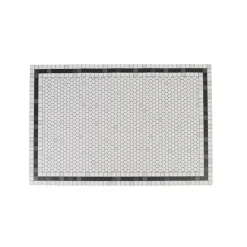 Tapis rectangulaire imprimé graphique blanc et noir