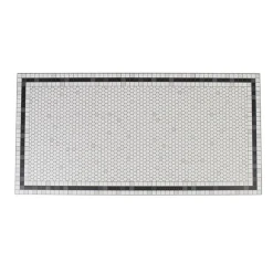 Tapis rectangulaire imprimé graphique blanc et noir