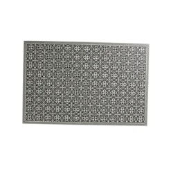 Tapis rectangulaire motifs carreaux de ciment gris et blancs