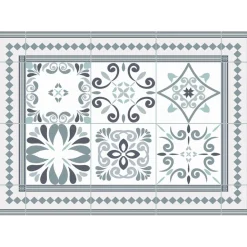 Tapis rectangulaire vinyle motif carreau de ciment 70 x 49,5 cm