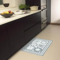 Tapis rectangulaire vinyle motif carreau de ciment 70 x 49,5 cm