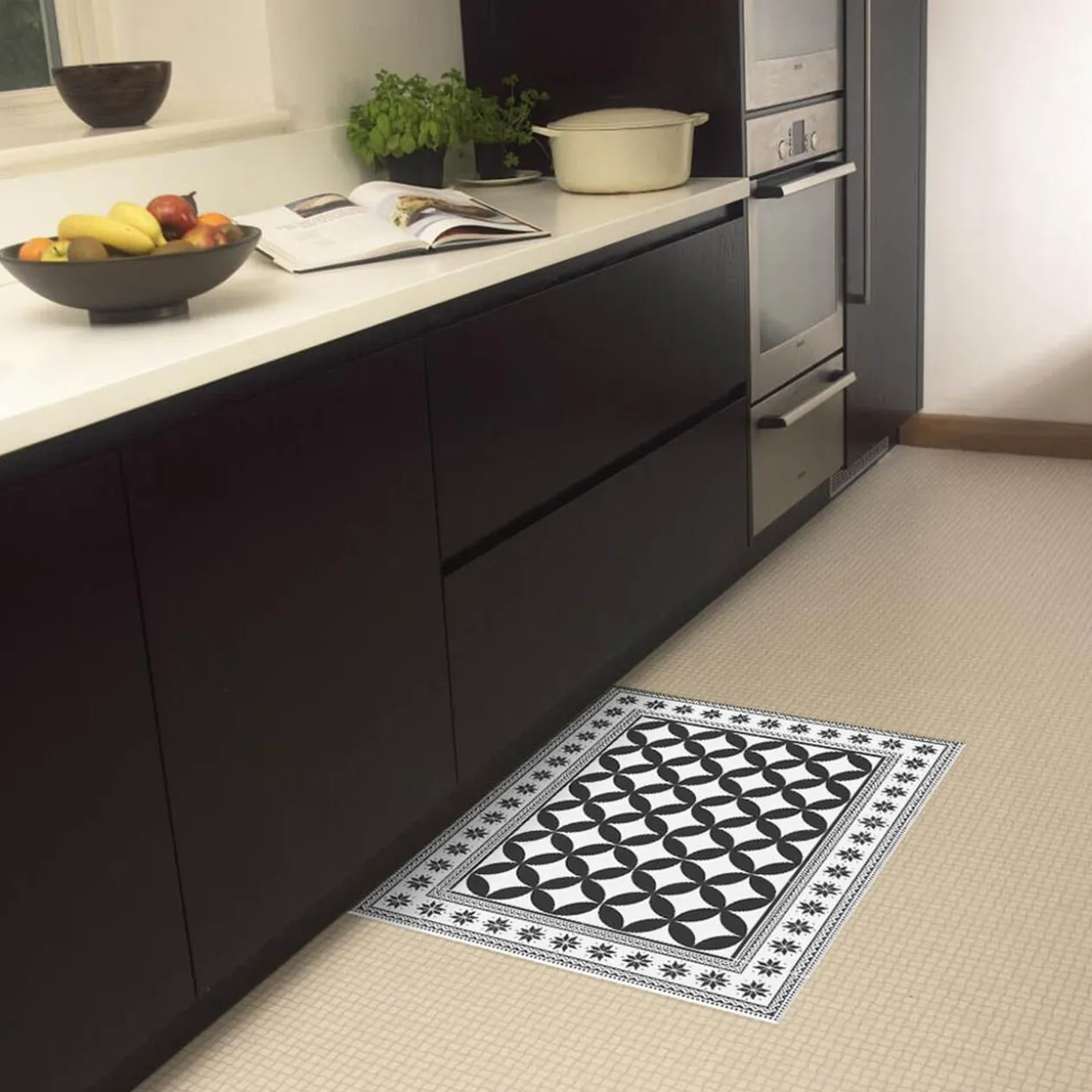 Tapis rectangulaire vinyle motif carreau de ciment 70 x 49,5 cm