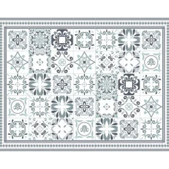 Tapis rectangulaire vinyle motif carreau de ciment 120 x 90 cm