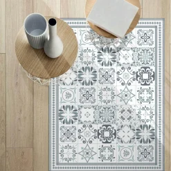 Tapis rectangulaire vinyle motif carreau de ciment 120 x 90 cm