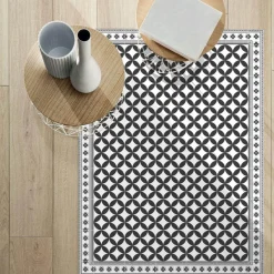 Tapis rectangulaire vinyle motif carreau de ciment 120 x 90 cm