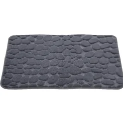 Tapis salle de bain à mémoire de forme effet galet gris