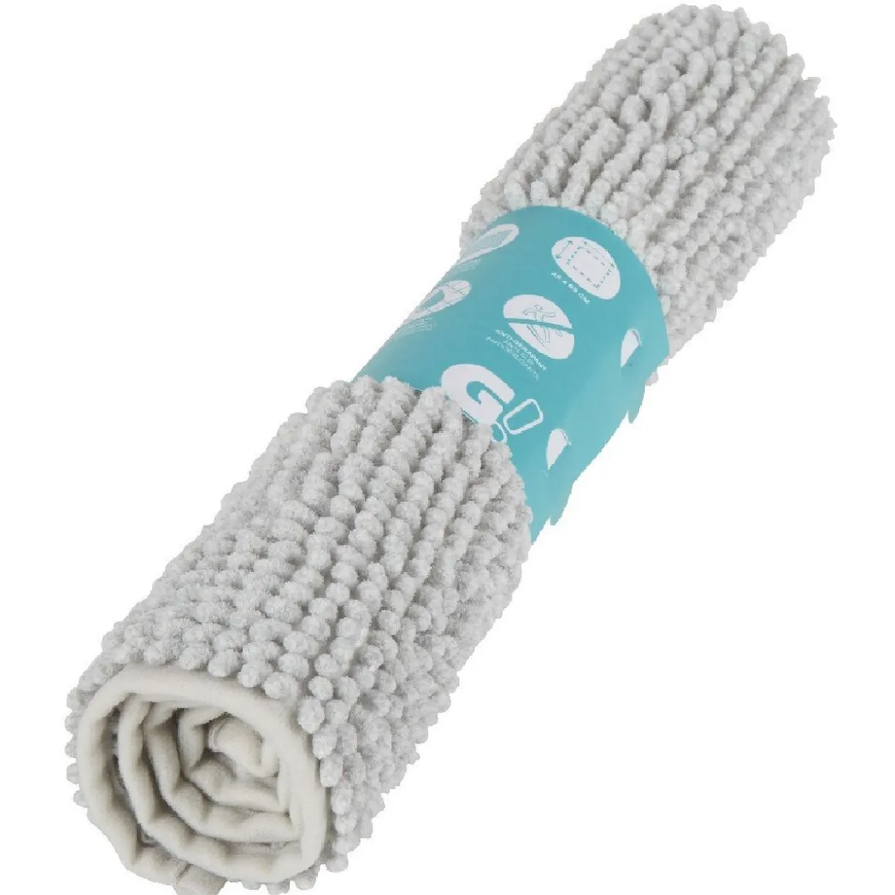 Tapis salle de bain antidérapant chenille gris