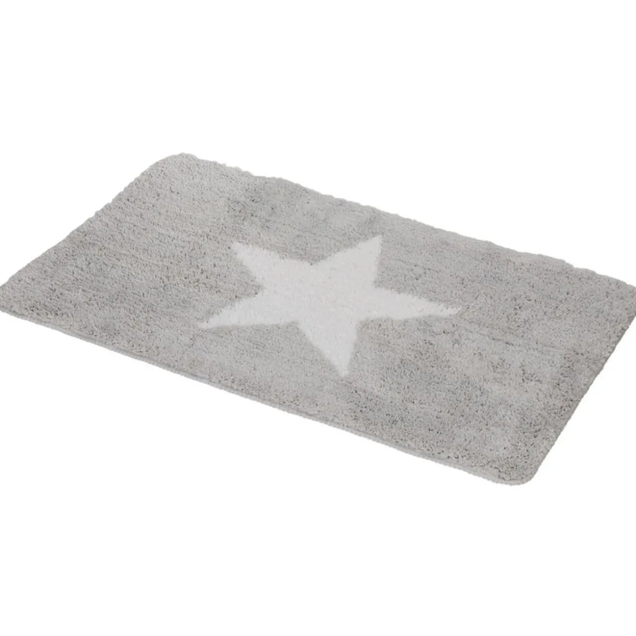 Tapis salle de bain gris motif étoile 45x75 cm